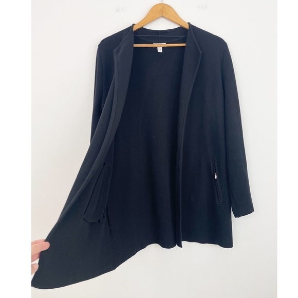 Charter Club 100% Cotton Black Zippered Open Front Cardigan Size Large - Picture 8 of 15